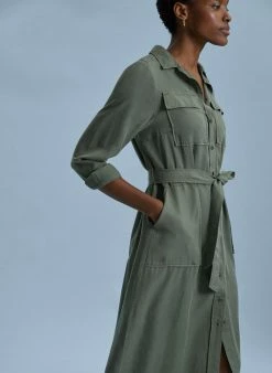 Baukjen Lennon TENCEL™ Belted Shirt Dress | Light Khaki Clothing