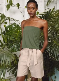 Baukjen Clothing Lily LENZING™ ECOVERO™ Jersey Bandeau Top | Light Khaki