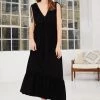 Baukjen Lindsay V-Neck LENZING™ ECOVERO™ Jersey Dress | Caviar Black Clothing