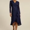 Baukjen Clothing Liza Cotton & Viscose V-Neck Wrap Dress | Navy Lace