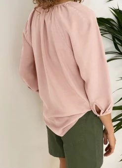Baukjen Clothing Luisa TENCEL™ Vegan Silk Tie Neck Blouse | Powder Pink