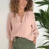 Baukjen Clothing Luisa TENCEL™ Vegan Silk Tie Neck Blouse | Powder Pink