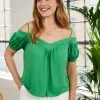 Baukjen Clothing Margaux LENZING™ ECOVERO™ Jersey Off-The-Shoulder Top | Jasper Green