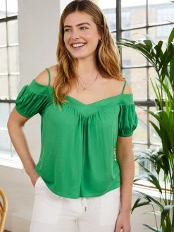 Baukjen Clothing Margaux LENZING™ ECOVERO™ Jersey Off-The-Shoulder Top | Jasper Green