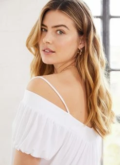 Baukjen Clothing Margaux LENZING™ ECOVERO™ Jersey Off-The-Shoulder Top | Pure White