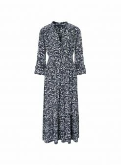 Baukjen Marta Floral Print LENZING™ ECOVERO™ Jersey Midi Dress | Indigo Silhouette Clothing