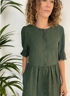 Baukjen Clothing Maxine Eco-Friendly Hemp Shirt Dress | Khaki