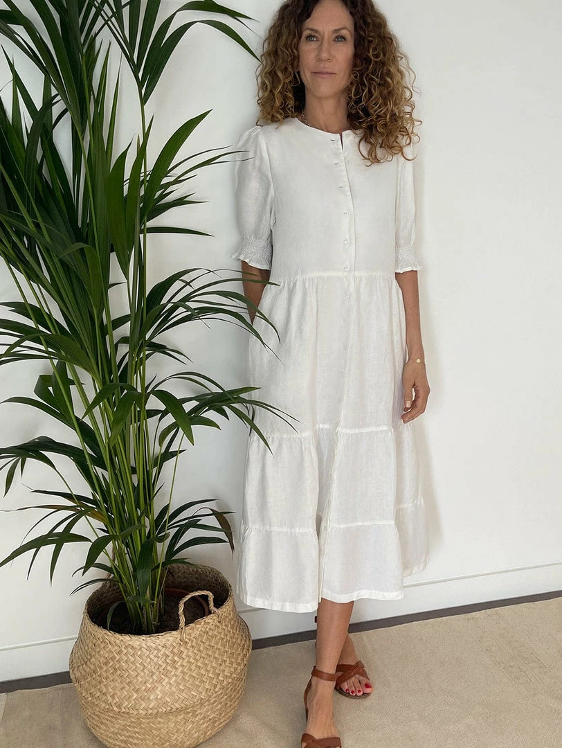 Baukjen Maxine Eco-Friendly Hemp Shirt Dress | Soft White 3 Baukjen Maxine Eco-Friendly Hemp Shirt Dress | Soft White