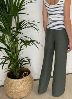 Baukjen Clothing Maxine Hemp Wide Leg Trousers | Khaki