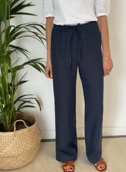Baukjen Clothing Maxine Hemp Wide Leg Trousers | Navy