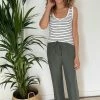 Baukjen Clothing Maxine Hemp Wide Leg Trousers | Khaki