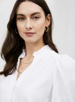 Baukjen Clothing Melie TENCEL™ Vegan Silk Puff Sleeve Blouse | Pure White