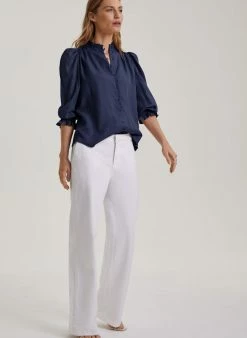 Baukjen Melie TENCEL™ Puff Sleeve Blouse | Classic Navy Clothing