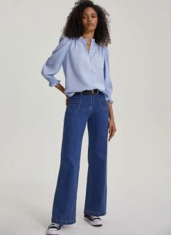 Baukjen Melie TENCEL™ Puff Sleeve Blouse | Ice Blue