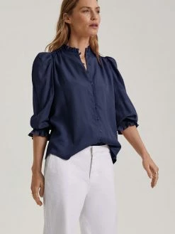 Baukjen Melie TENCELâ„¢ Puff Sleeve Blouse | Classic Navy Clothing