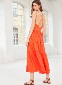 Baukjen Clothing Michelle Double Strap TENCEL™ Vegan Silk Dress | Tangerine 8 Baukjen Clothing Michelle Double Strap TENCEL™ Vegan Silk Dress | Tangerine