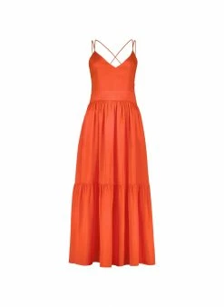 Baukjen Clothing Michelle Double Strap TENCEL™ Vegan Silk Dress | Tangerine 9 Baukjen Clothing Michelle Double Strap TENCEL™ Vegan Silk Dress | Tangerine