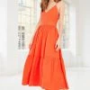 Baukjen Clothing Michelle Double Strap TENCELâ„¢ Vegan Silk Dress | Tangerine 1 Baukjen Clothing Michelle Double Strap TENCELâ„¢ Vegan Silk Dress | Tangerine