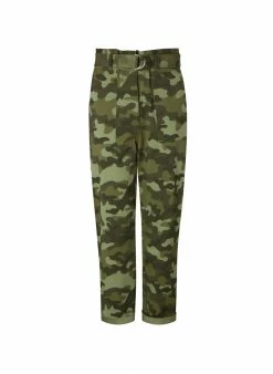 Baukjen Clothing Mirabell Organic Cotton Tapered Cargo Trousers | Khaki Camouflage Print