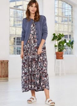 Baukjen Molly Floral LENZING™ ECOVERO™ Tiered Midi Dress | Indigo Folk
