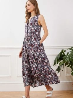 Baukjen Molly Floral LENZINGâ„¢ ECOVEROâ„¢ Tiered Midi Dress | Indigo Folk
