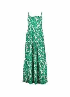 Baukjen Clothing Montserrat Florence Print Organic Cotton Maxi Dress | Green