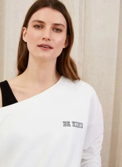 Baukjen Morgan Organic Cotton One-Shoulder Sweatshirt | Pure White Clothing