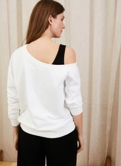 Baukjen Morgan Organic Cotton One-Shoulder Sweatshirt | Pure White Clothing