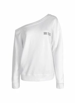 Baukjen Morgan Organic Cotton One-Shoulder Sweatshirt | Pure White Clothing