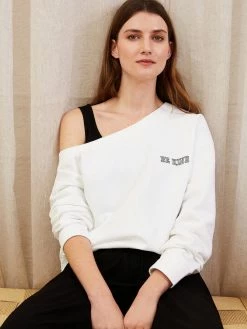 Baukjen Morgan Organic Cotton One-Shoulder Sweatshirt | Pure White Clothing