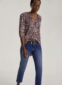 Baukjen Nalini LENZING™ ECOVERO™ Jersey Floral Blouse | Blue Wildflower Print