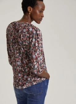 Baukjen Nalini LENZING™ ECOVERO™ Jersey Floral Blouse | Blue Wildflower Print