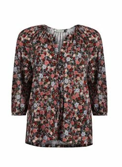 Baukjen Nalini LENZING™ ECOVERO™ Jersey Floral Blouse | Blue Wildflower Print