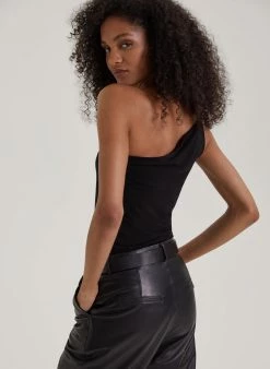 Baukjen Niecy LENZING™ ECOVERO™ Jersey Asymmetric Neck Top | Caviar Black