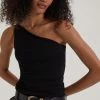 Baukjen Niecy LENZING™ ECOVERO™ Jersey Asymmetric Neck Top | Caviar Black