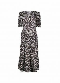 Baukjen Olivia Snow Leopard Print LENZING™ ECOVERO™ Midi Dress | Soft White Clothing