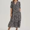Baukjen Olivia Snow Leopard Print LENZING™ ECOVERO™ Midi Dress | Soft White Clothing