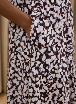 Baukjen Olivia Abstract Leopard Print FSC Viscose Midi Dress | Burgundy