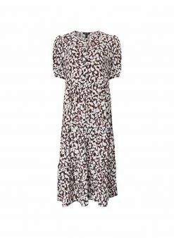 Baukjen Olivia Abstract Leopard Print FSC Viscose Midi Dress | Burgundy