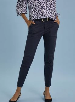 Baukjen Clothing Oralie Slim Fit Organic Cotton Cargo Trousers | Classic Navy