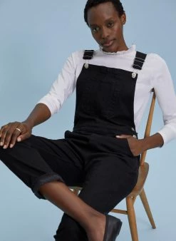 Baukjen Organic Cotton Stretch Dungarees | Washed Black