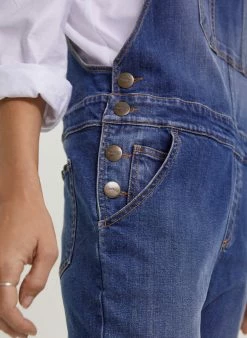 Baukjen Organic Cotton Denim Stretch Dungarees | Washed Indigo