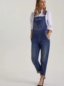 Baukjen Organic Cotton Denim Stretch Dungarees | Washed Indigo