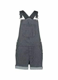 Baukjen Organic Cotton Stretch Dungaree Shorts | Indigo Stripe