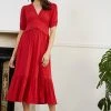Baukjen Ottilie LENZING™ ECOVERO™ Jersey Midi Dress | Strawberry Red Clothing