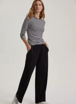 Baukjen LENZING™ ECOVERO™ Jersey Wide Leg Palazzo Trousers | Caviar Black