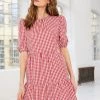 Baukjen Poppy Gingham Organic Cotton Mini Dress | Red & White