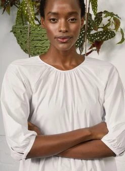 Baukjen Rose Detachable Collar Organic Cotton Poplin Dress | Pure White Clothing