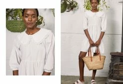 Baukjen Rose Detachable Collar Organic Cotton Poplin Dress | Pure White Clothing