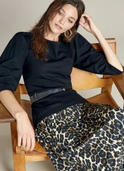 Baukjen Rowena Viscose Puff Sleeve Top | Caviar Black Clothing